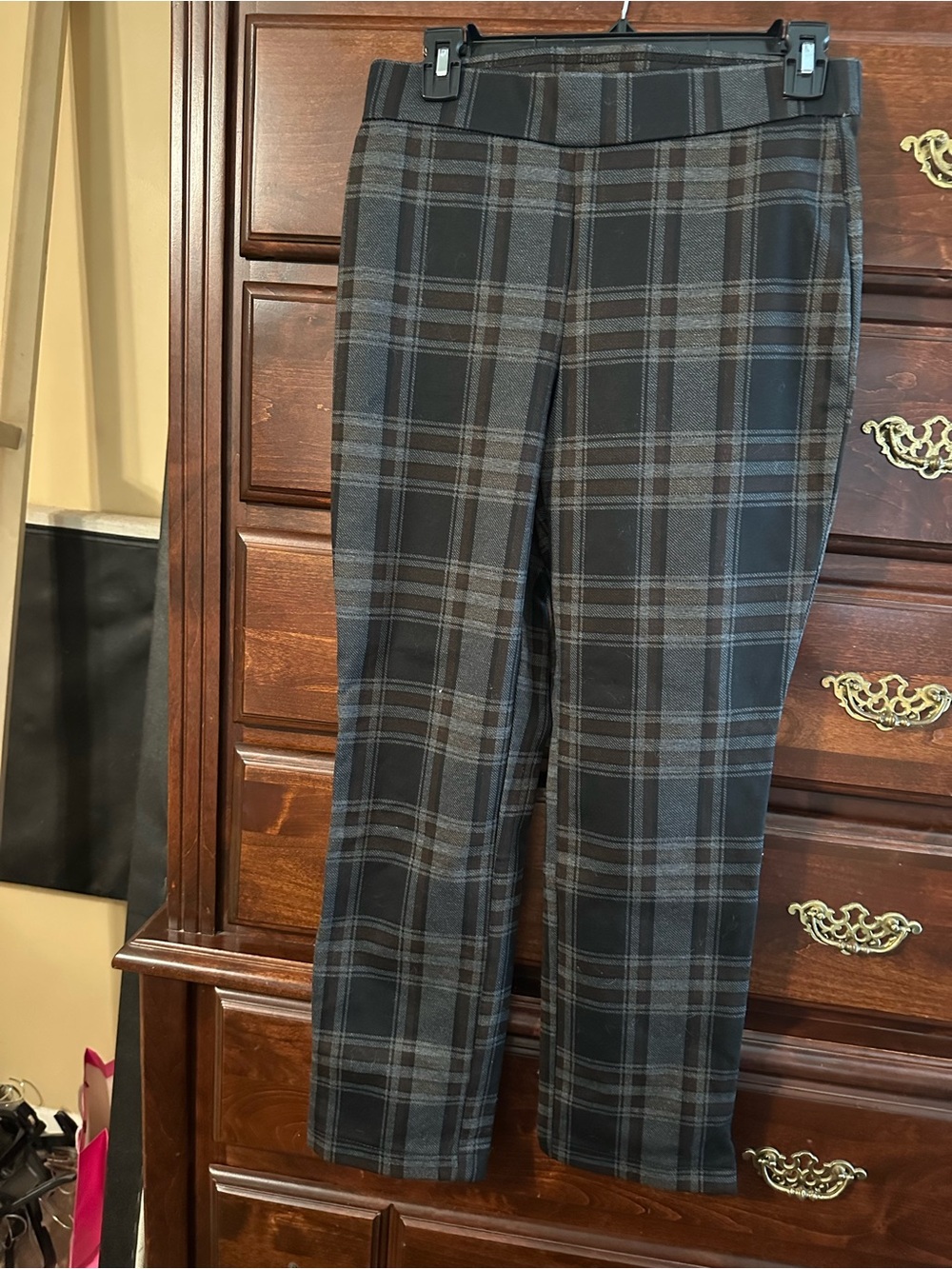 Christian Siriano Black and Gray Plaid Women's Pants